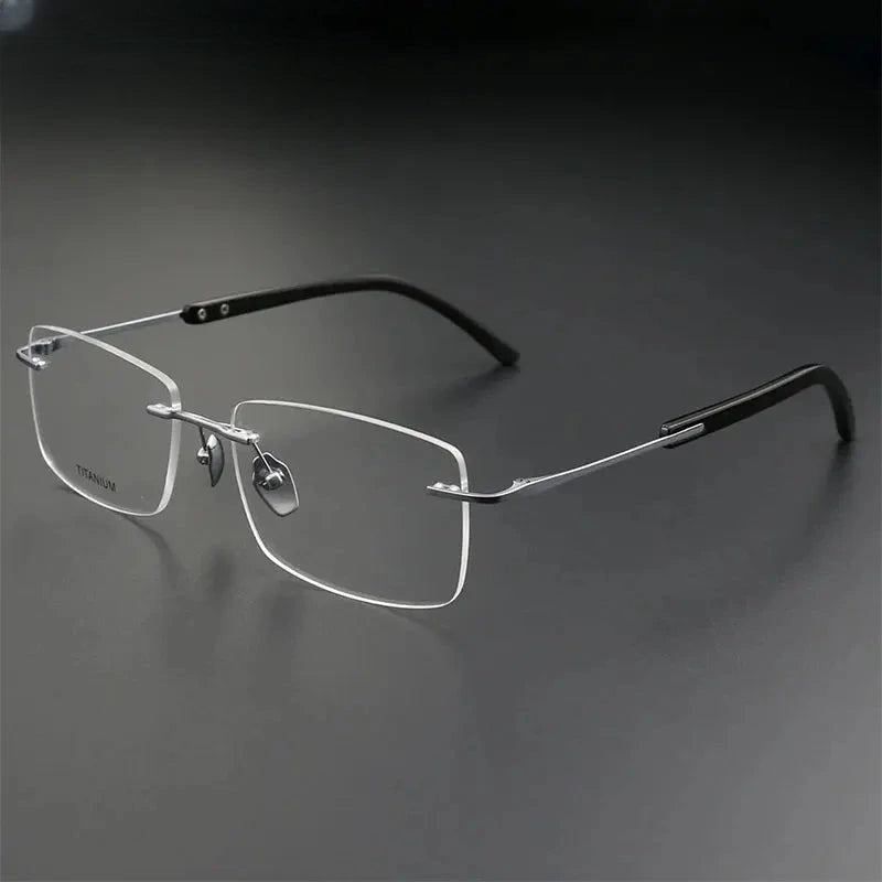 Unisex Polygon Rimless Titanium Prescription Glasses 921029 — view 5 | Rx Spectacle