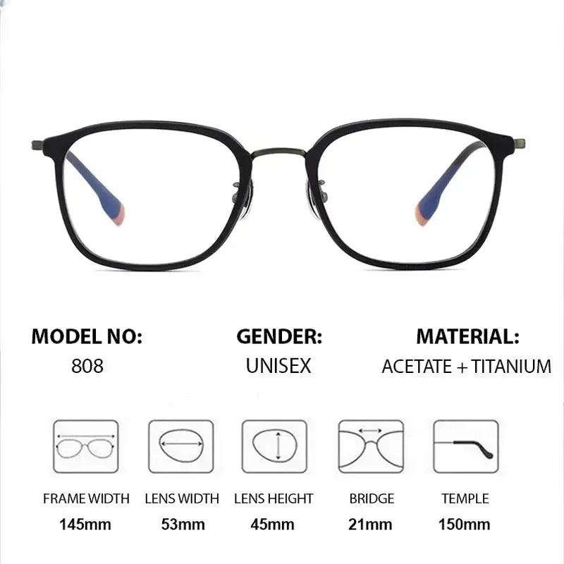 Men's Square Full Rim Titanium Prescription Glasses 776808 — view 2 | Rx Spectacle