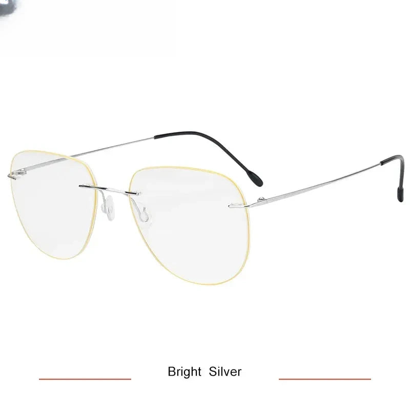 Unisex Oval Rimless Titanium Prescription Glasses Kr05 — view 6 | Rx Spectacle