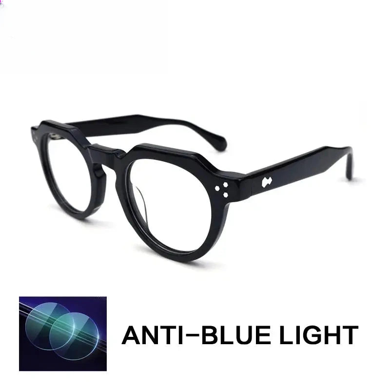 Unisex Round Full Rim Acetate Flat Top Reading Glasses Gx62207 — view 3 | Rx Spectacle