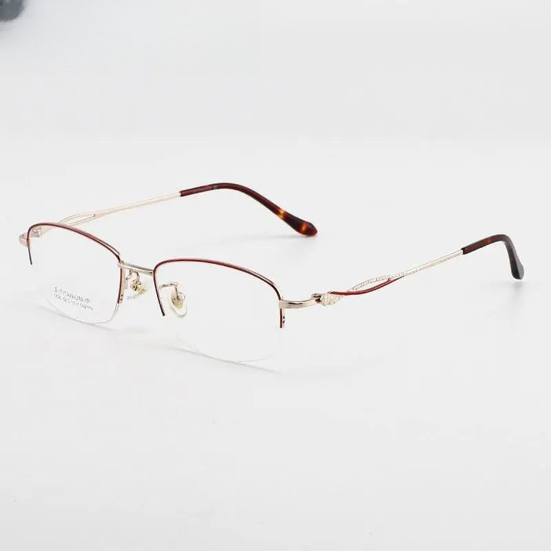 Women's Square Semi-Rimless Titanium Prescription Glasses 1836 — view 2 | Rx Spectacle