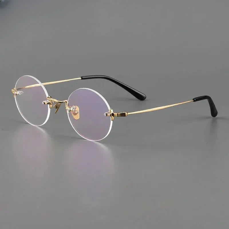 Unisex Round Rimless Titanium Reading Glasses 4643 — view 1 | Rx Spectacle