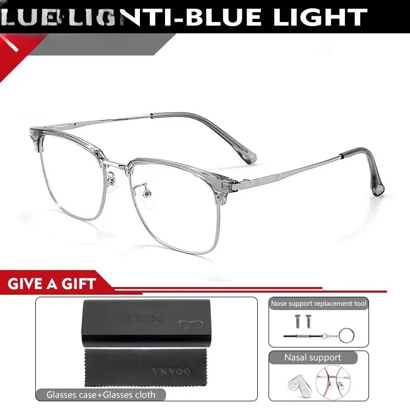 Men's Square Full Rim Titanium Reading Glasses 8026 — view 7 | Rx Spectacle