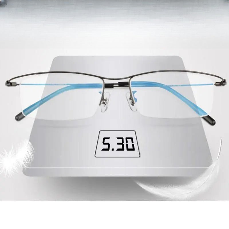 Men's Browline Half Rim Titanium Prescription Glasses Ej1010 — view 1 | Rx Spectacle