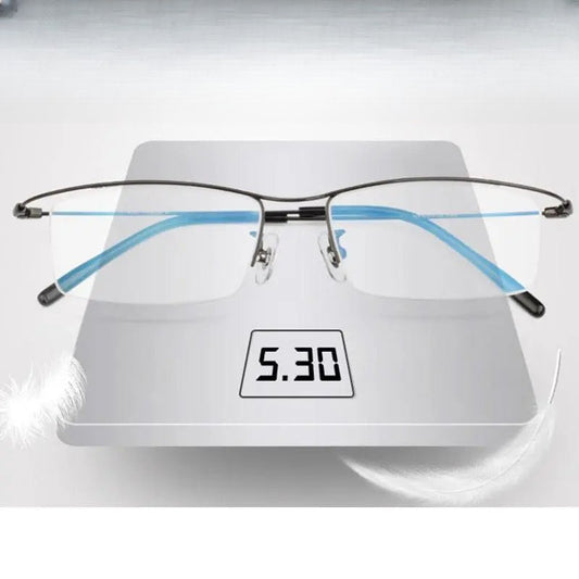 Men's Browline Half Rim Titanium Prescription Glasses Ej1010 — view 1 | Rx Spectacle