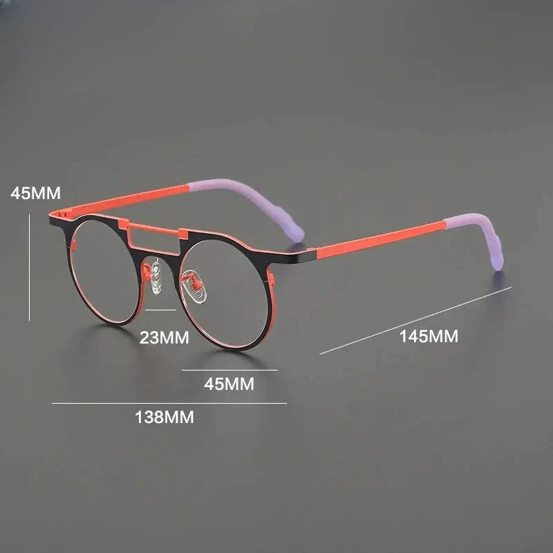 Women's Round Full Rim Titanium Double Bridge Prescription Glasses G85855 — view 2 | Rx Spectacle