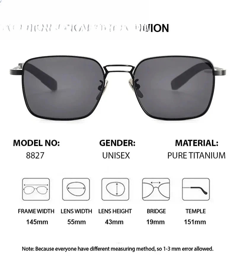 Unisex Square Full Rim Titanium Double Bridge Prescription Glasses 618227 — view 3 | Rx Spectacle