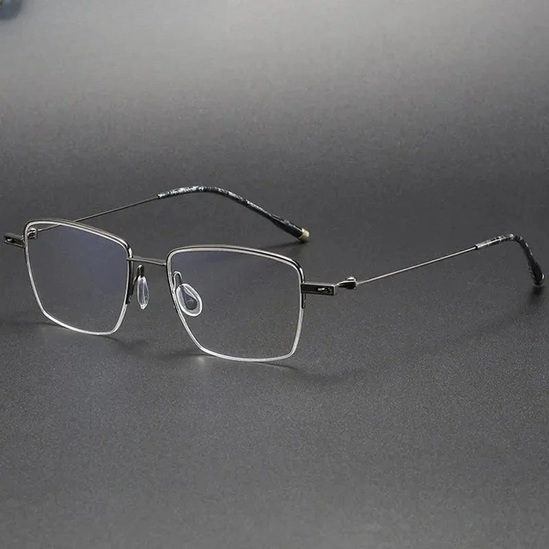 Unisex Polygon Semi-Rimless Titanium Prescription Glasses 202307 — view 8 | Rx Spectacle