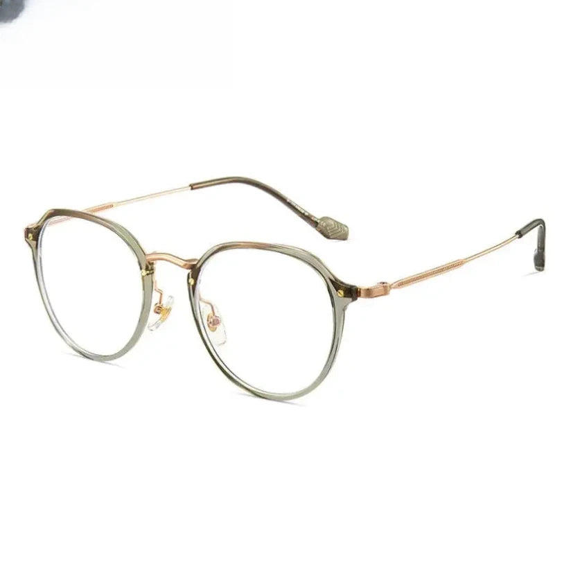 Unisex Oval Full Rim Titanium Flat Top Prescription Glasses 888076 — view 8 | Rx Spectacle