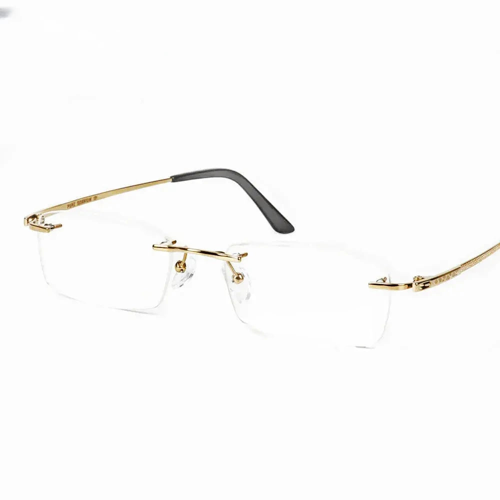 Unisex Square Rimless Titanium Prescription Glasses 26605 — view 3 | Rx Spectacle