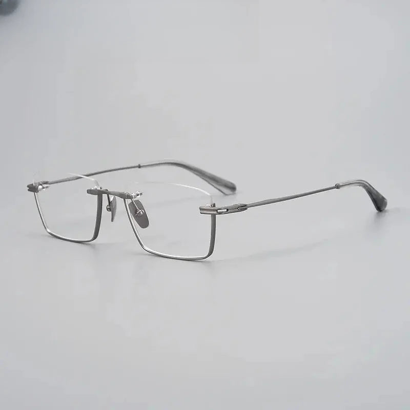 Unisex Square Semi-Rimless Titanium Prescription Glasses 842416 — view 5 | Rx Spectacle