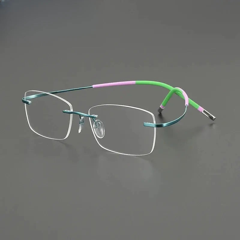 Unisex Square Rimless Titanium Prescription Glasses G85899 — view 8 | Rx Spectacle