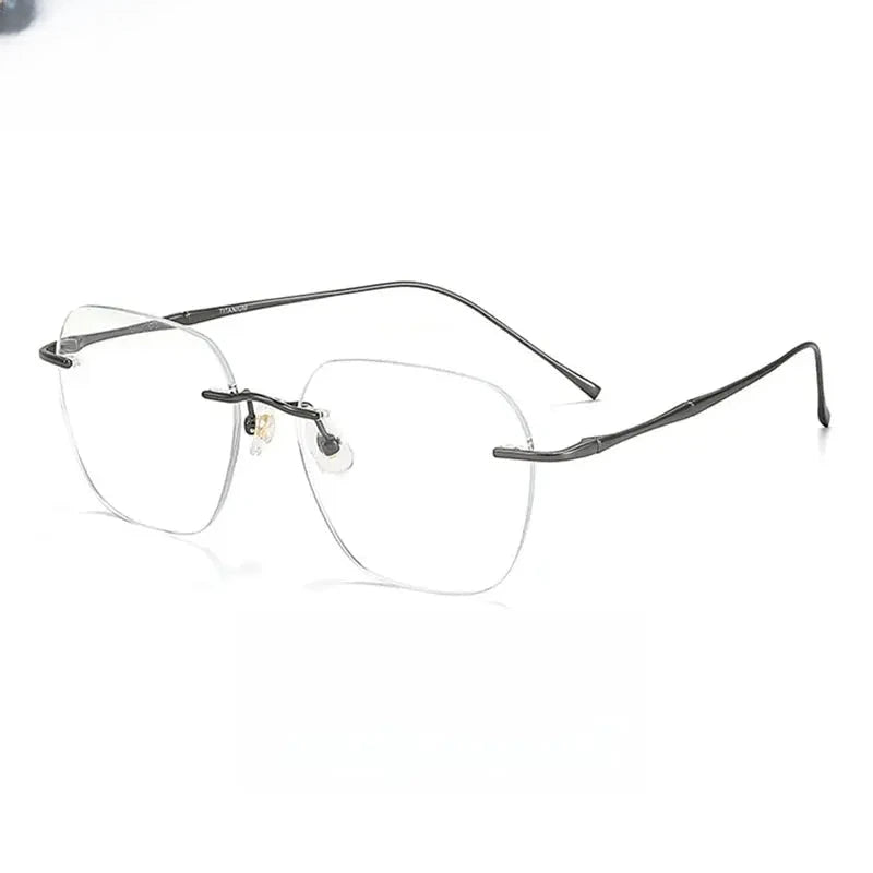 Unisex Polygon Rimless Stainless Steel Prescription Glasses 699632 — view 5 | Rx Spectacle