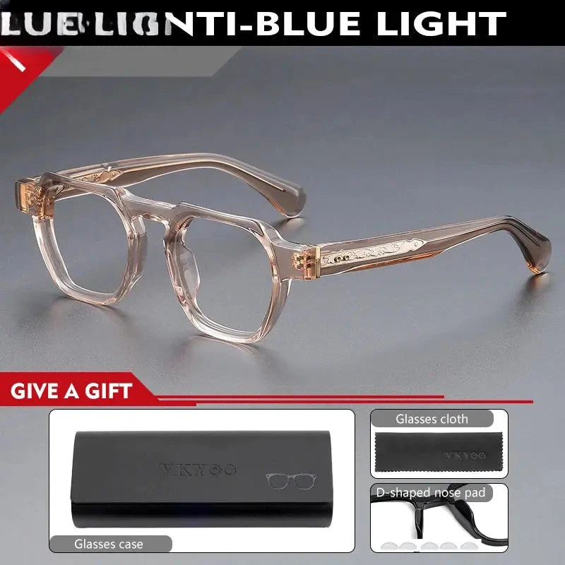 Men's Oval Full Rim Acetate Flat Top Oversized Reading Glasses 755009 — view 5 | Rx Spectacle
