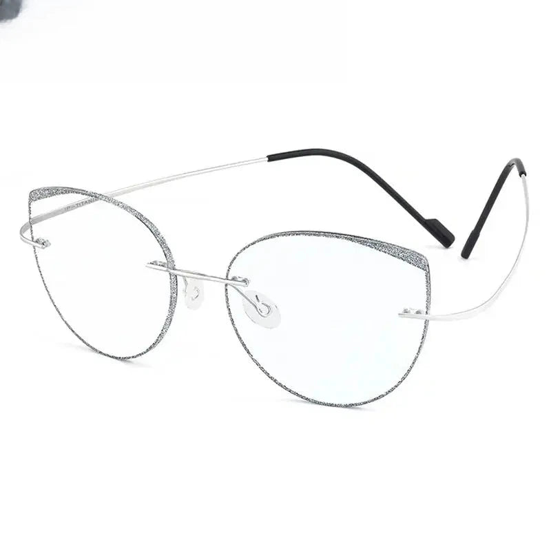 Women's Cat Eye Rimless Titanium Prescription Glasses 696074 — view 4 | Rx Spectacle