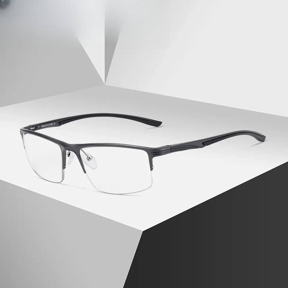 Men's Square Semi-Rimless Aluminum Prescription Glasses 87251 — view 1 | Rx Spectacle