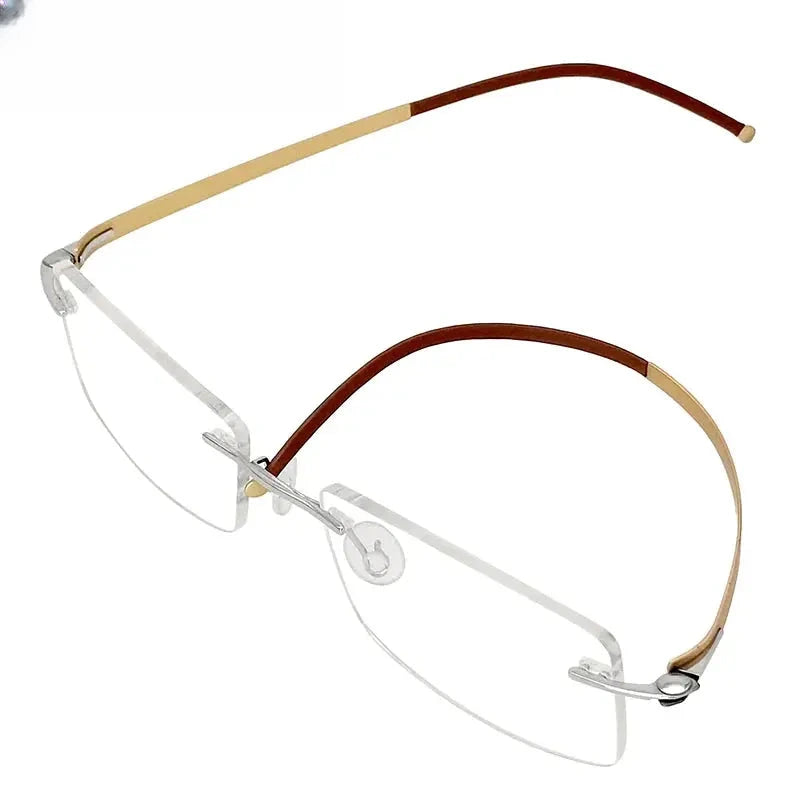 Unisex Square Rimless Titanium Screwless Prescription Glasses 5001 — view 2 | Rx Spectacle