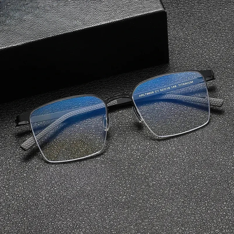Unisex Square Semi-Rimless Titanium Prescription Glasses Gxyj1153 — view 1 | Rx Spectacle