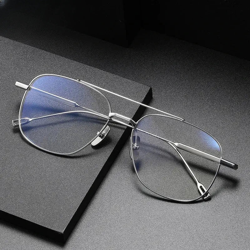 Men's Square Full Rim Titanium Double Bridge Prescription Glasses 81018 — view 1 | Rx Spectacle
