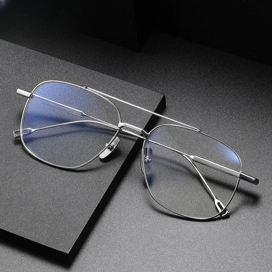 Men's Square Full Rim Titanium Double Bridge Prescription Glasses 81018 — view 1 | Rx Spectacle