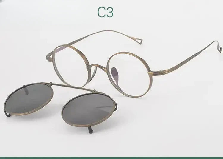 Women's Round Full Rim Titanium Clip-On Prescription Glasses 145100 — view 4 | Rx Spectacle