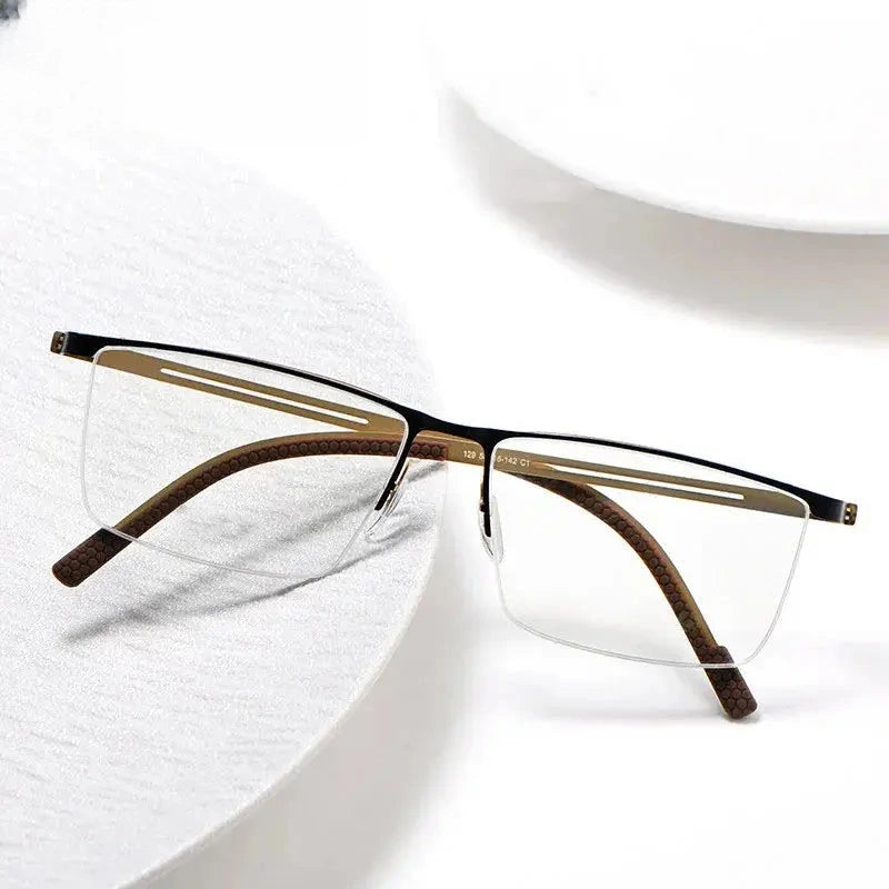Men's Square Semi-Rimless Alloy Prescription Glasses 642129 — view 1 | Rx Spectacle