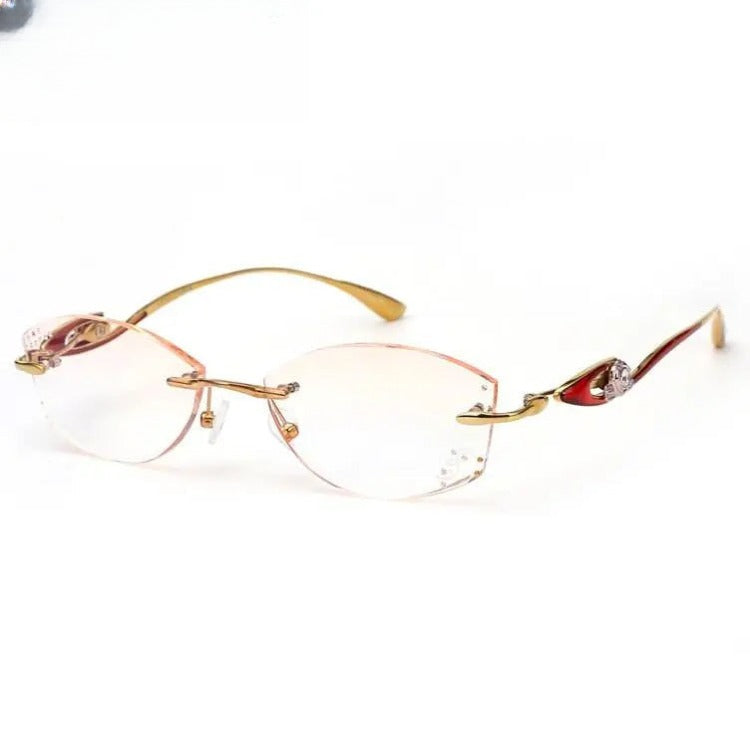 Women's Oval Rimless Titanium Prescription Glasses P208 — view 6 | Rx Spectacle