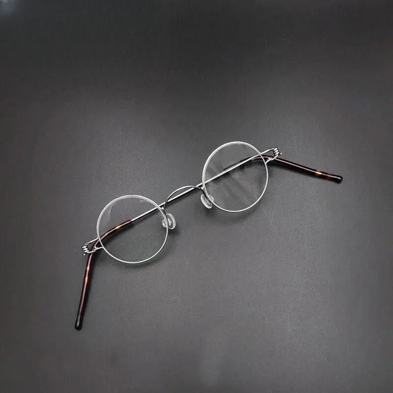 Unisex Round Full Rim Stainless Steel Prescription Glasses Y065 — view 12 | Rx Spectacle