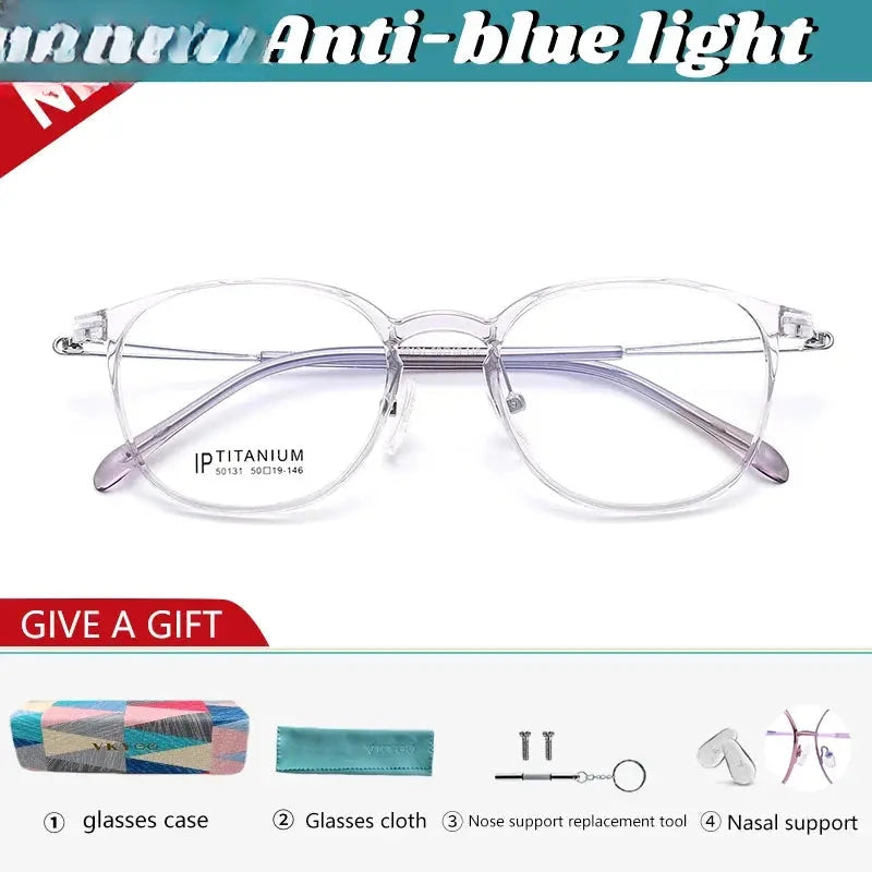 Women's Oval Full Rim Titanium Reading Glasses 50131 — view 6 | Rx Spectacle