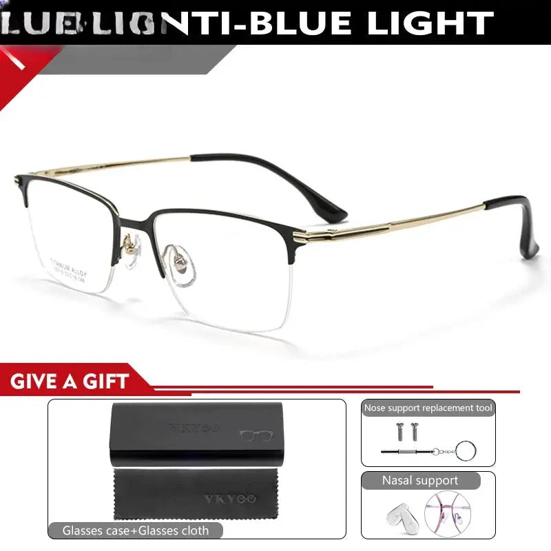 Unisex Square Semi-Rimless Titanium Reading Glasses V15119 — view 8 | Rx Spectacle