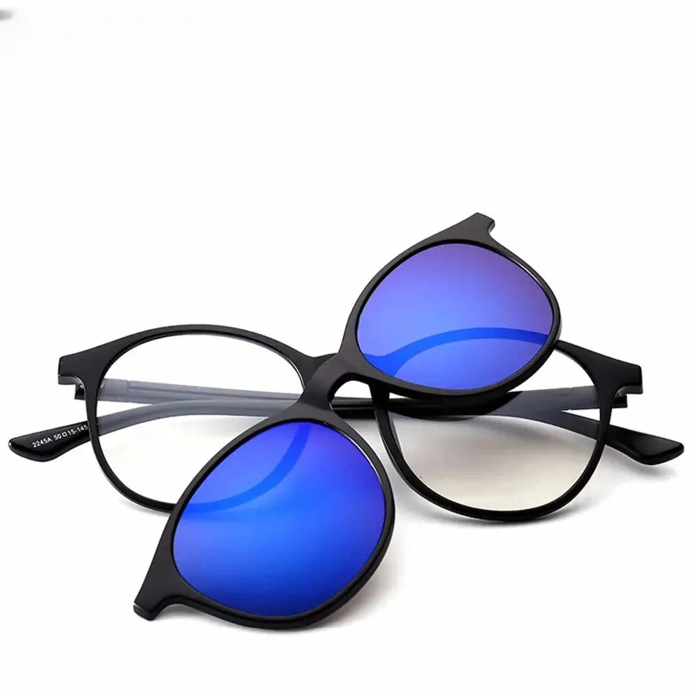 Women's Square Full Rim Titanium Clip-On Prescription Glasses 72245 — view 4 | Rx Spectacle