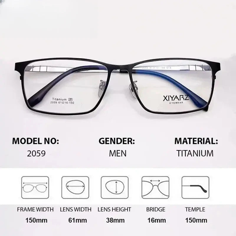 Men's Square Full Rim Titanium Oversized Prescription Glasses 582059 — view 2 | Rx Spectacle