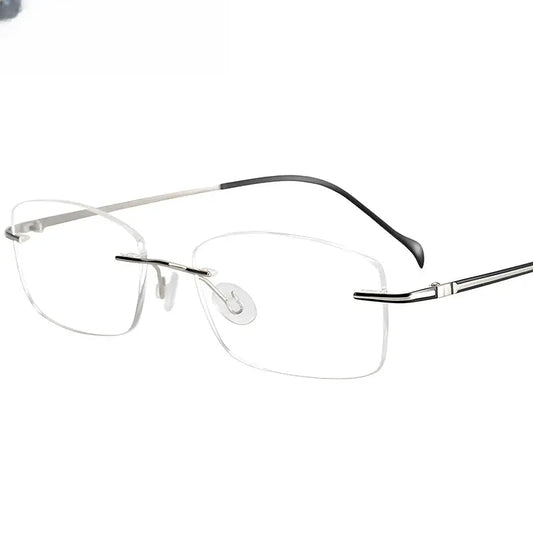 Unisex Oval Rimless Titanium Prescription Glasses 616075 — view 1 | Rx Spectacle