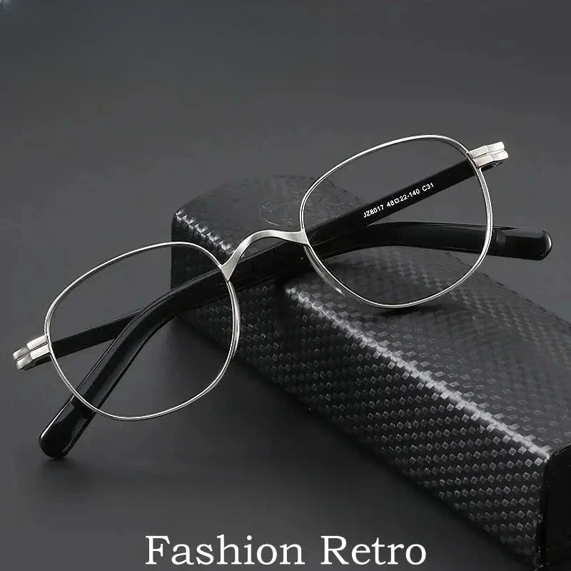 Men's Oval Full Rim Titanium Prescription Glasses Y8017 — view 2 | Rx Spectacle