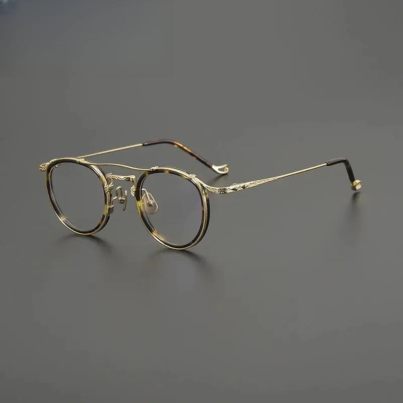 Unisex Oval Full Rim Titanium Double Bridge Prescription Glasses 574154 — view 6 | Rx Spectacle