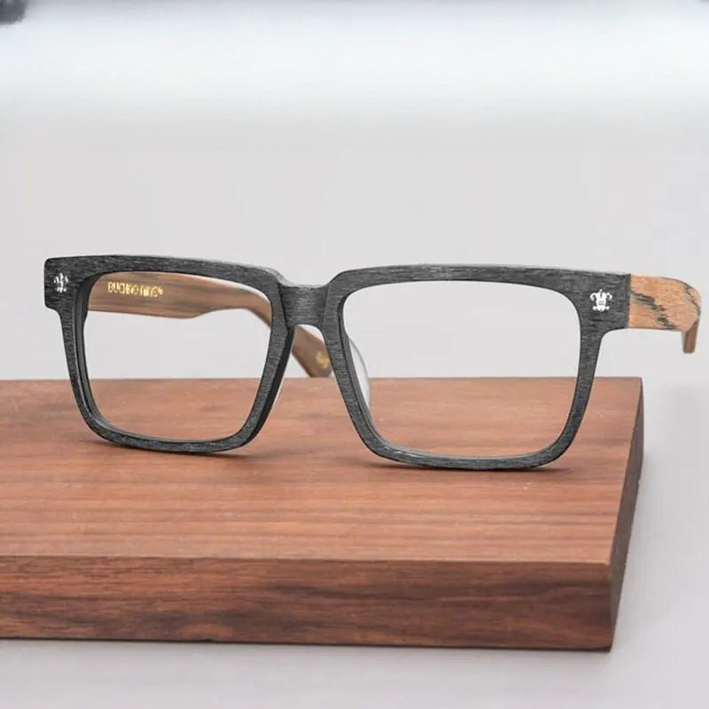 Unisex Square Full Rim Wood Oversized Prescription Glasses Jk040 — view 1 | Rx Spectacle