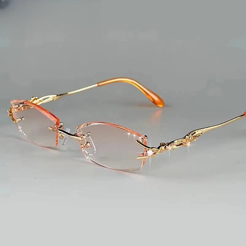 Women's Rectangular Rimless Titanium Prescription Glasses 408036 — view 5 | Rx Spectacle
