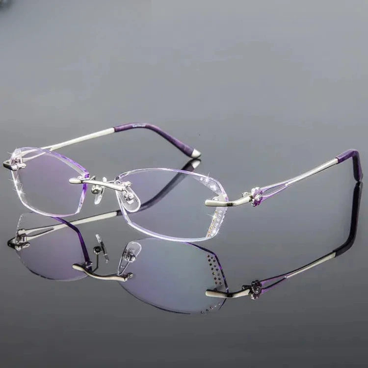 Women's Oval Rimless Titanium Prescription Glasses 2856 — view 4 | Rx Spectacle