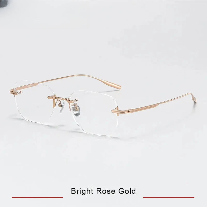 Men's Square Rimless Titanium Prescription Glasses K132 — view 8 | Rx Spectacle