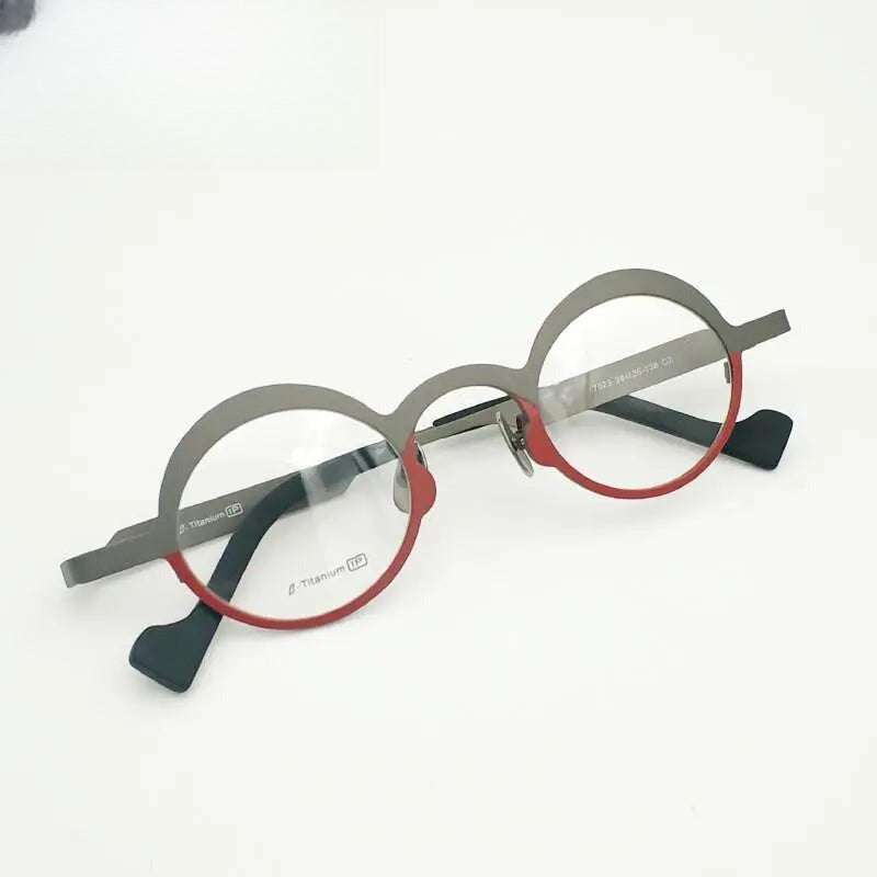 Unisex Round Full Rim Titanium Prescription Glasses 7023 — view 5 | Rx Spectacle
