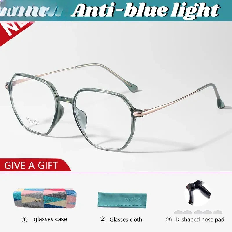 Women's Polygon Full Rim Stainless Steel Flat Top Reading Glasses 4250 — view 11 | Rx Spectacle