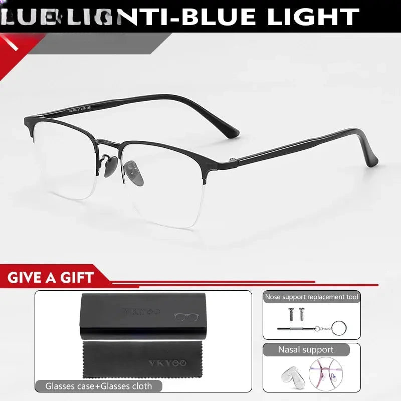 Unisex Square Semi-Rimless Alloy Reading Glasses 44888 — view 9 | Rx Spectacle