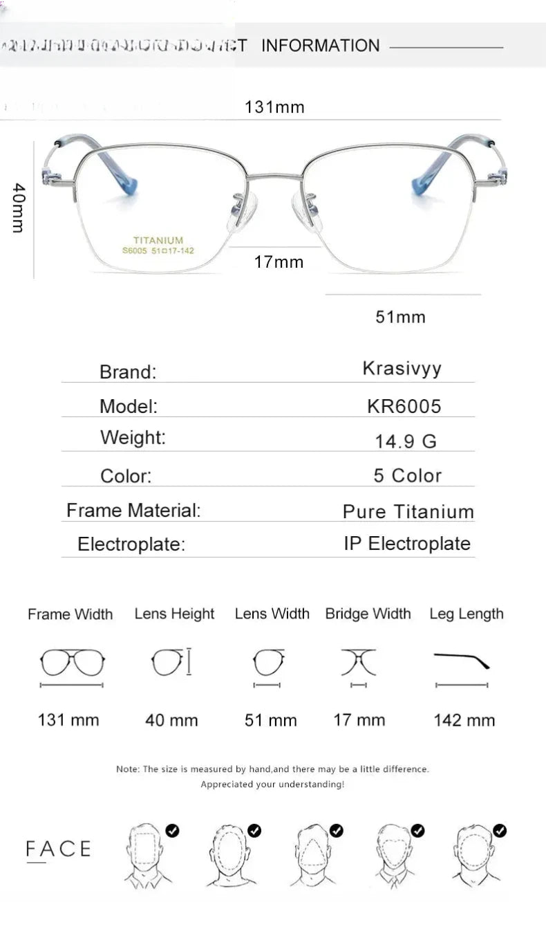 Women's Square Semi-Rimless Titanium Flat Top Prescription Glasses 86005 — view 3 | Rx Spectacle