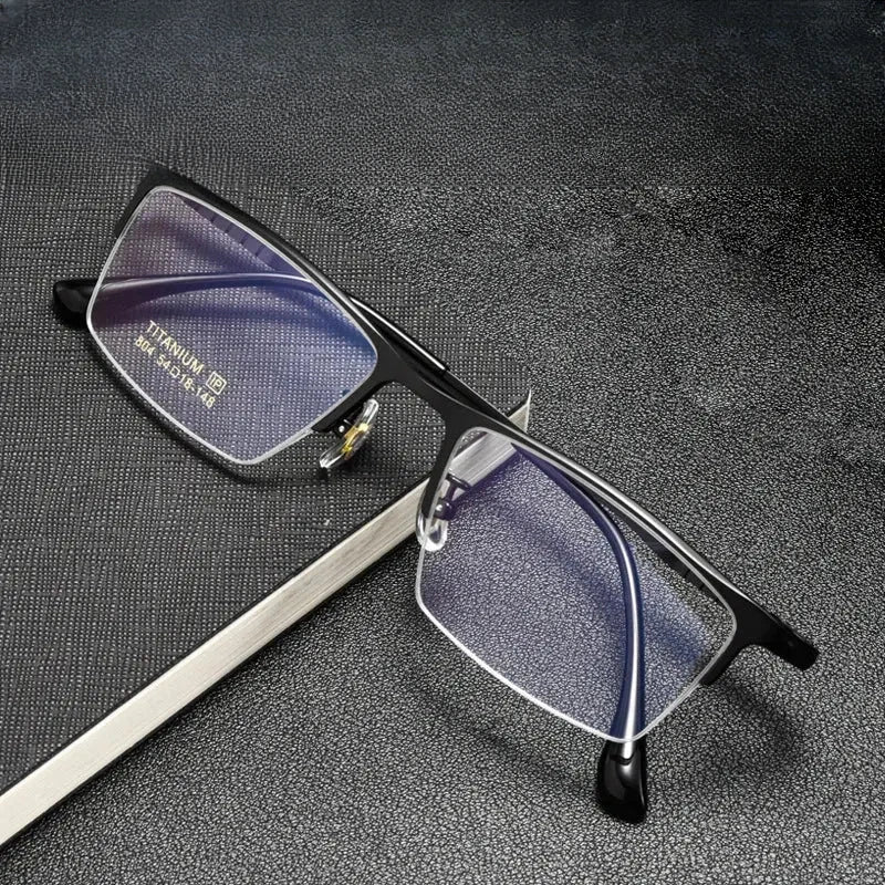Unisex Square Semi-Rimless Titanium Prescription Glasses 804100 — view 1 | Rx Spectacle