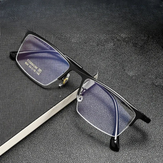 Unisex Square Semi-Rimless Titanium Prescription Glasses 804100 — view 1 | Rx Spectacle