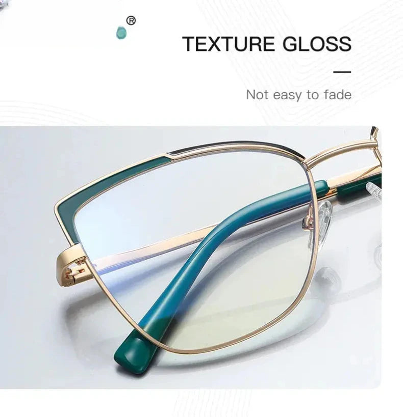 Women's Cat Eye Full Rim Alloy Reading Glasses 3104 — view 5 | Rx Spectacle