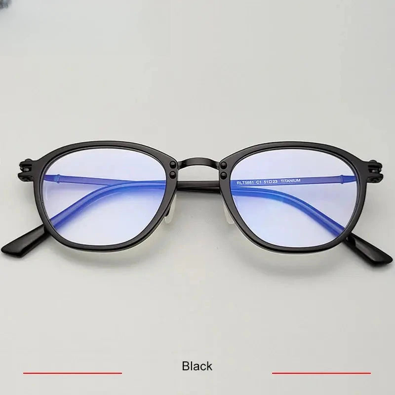 Men's Oval Full Rim Titanium Prescription Glasses 35881 — view 3 | Rx Spectacle