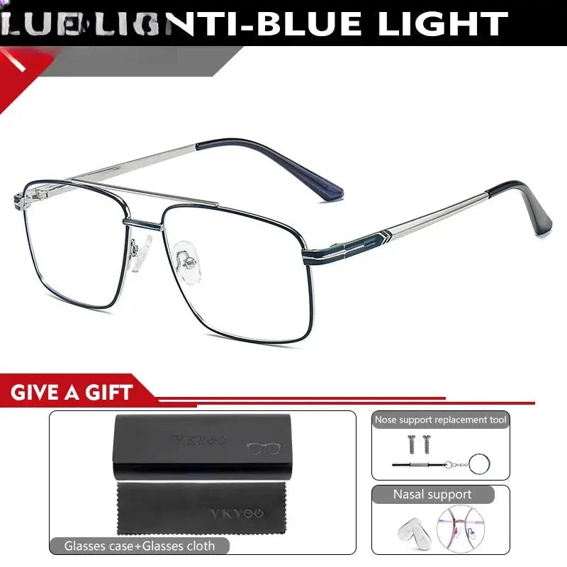 Women's Square Full Rim Alloy Double Bridge Reading Glasses 6926 — view 7 | Rx Spectacle