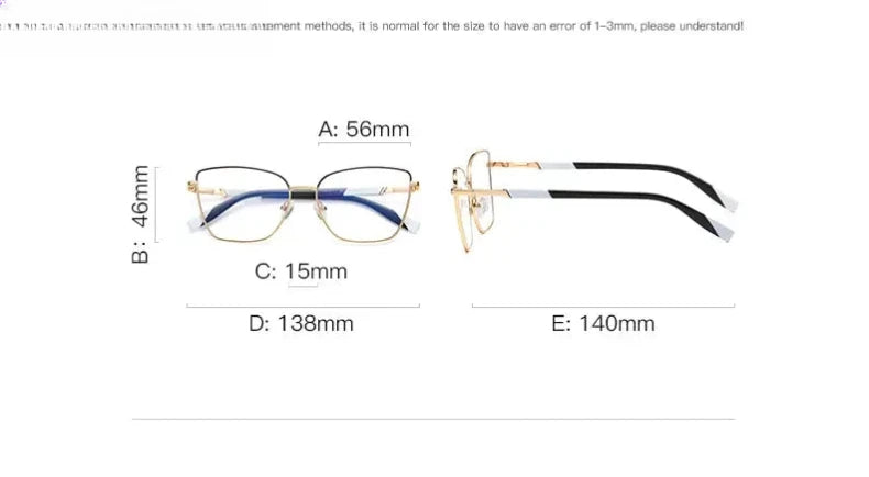 Women's Cat Eye Full Rim Alloy Prescription Glasses 3016 — view 12 | Rx Spectacle