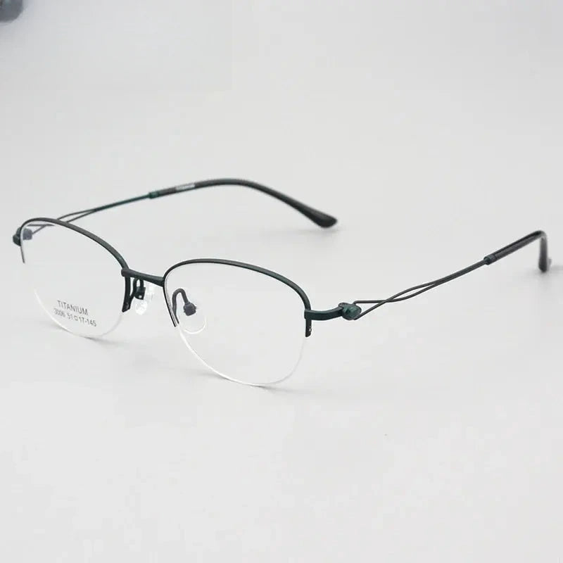 Women's Oval Semi-Rimless Titanium Prescription Glasses 403008 — view 3 | Rx Spectacle